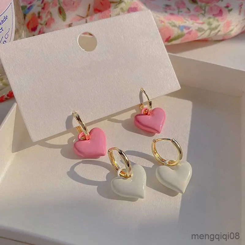 Charm Pink Heart Dangle örhängen för kvinnor Fashion Esthetic Geometric Square Party Jewelry R230603