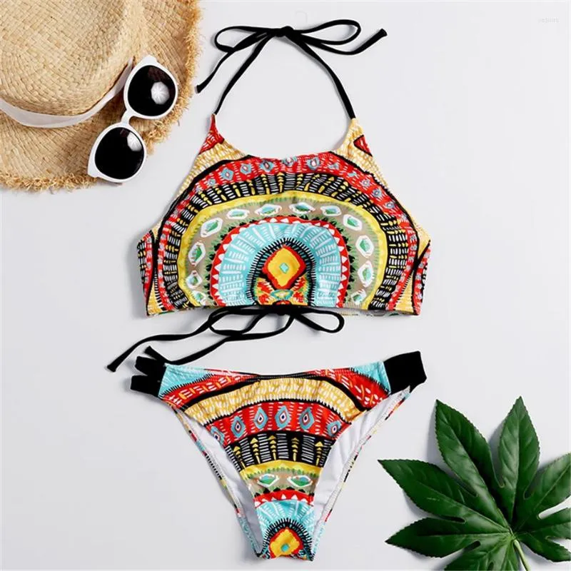 Costumi da bagno da donna 2023 Costume da bagno a vita alta con stampa africana Totem Costume da bagno Bagnanti Costumi da bagno per donna Bikini con fasciatura tagliata