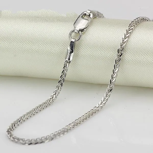 Chains 1.4mmW Thick Genuine 18K White Gold Necklace Wheat For Men And Female Style Bold 40/43/45/50cm 2023