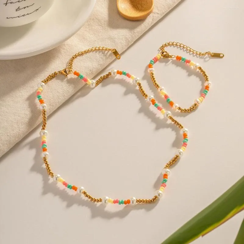 Ketten Böhmen Perlen Halskette Armbänder Frauen Bunte Perlen Gold Kette Mode Shell Perle Kein Verblassen Schmuck Boho_voghion.com