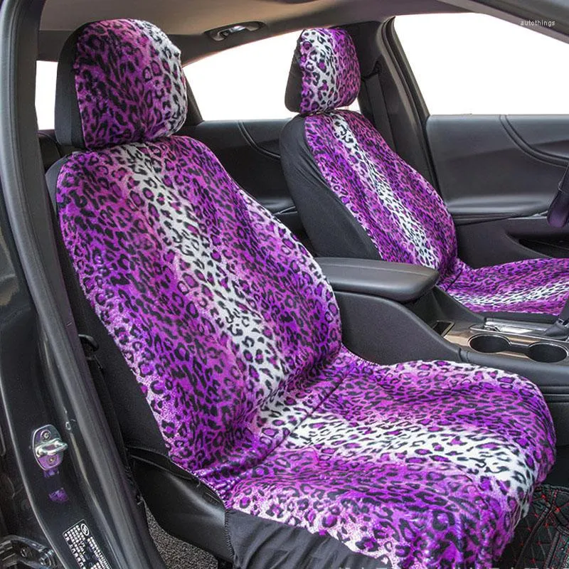 Car Seat Covers Carnong Warmer Cover Winter Leopard Plush Protector Front Low Back Hatchback Sedan Pickup Vechile Interior Accessories