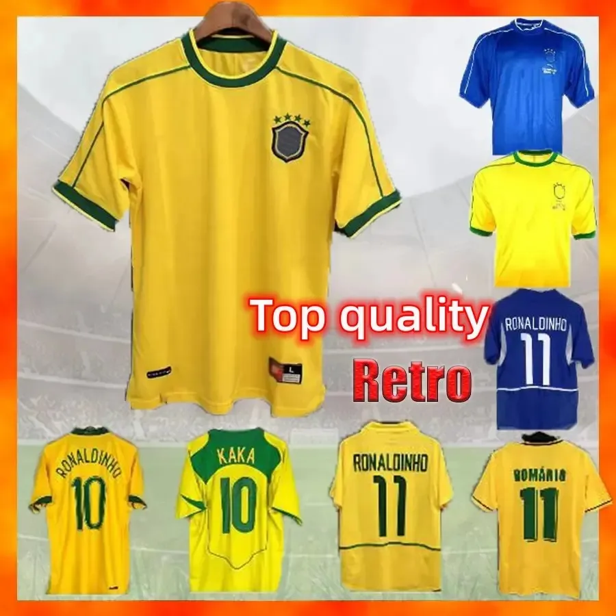 Brasilien Retro Fußballtrikots PELE Ronaldo Ronaldinho KAKA R. CARLOS BraziLS RIVALDO Classic Herren Fußballtrikots 1997 1998 2000 2002 2004 2006 HOME AWAY 98 0 02 04 06