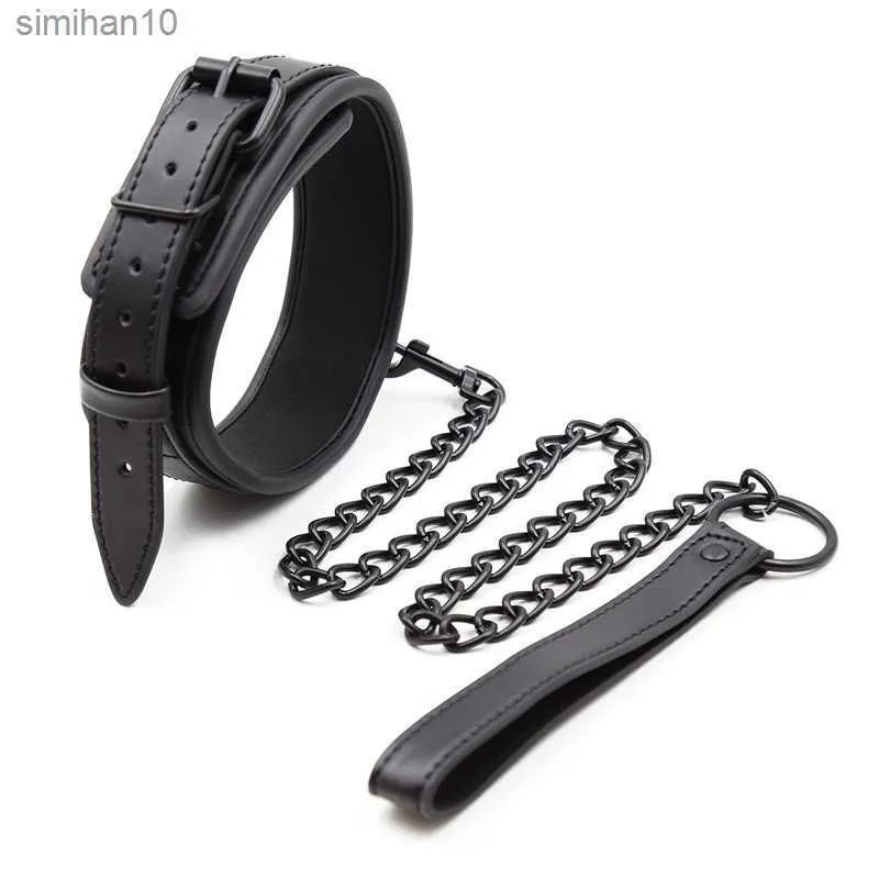 Bdsm Collar Leather And Iron Chain Link bdsm Slave Collars Women Bondage Collar Sex Toys For Couples Adults Sex Restraints L230518