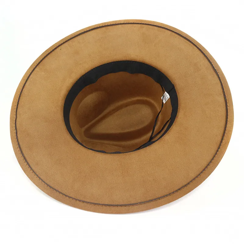 Suede Top Hat 9.5cm Wide Brim Fedora Hat Men Women Autumn Winter Felt Jazz Hats Classic Church Fedoras