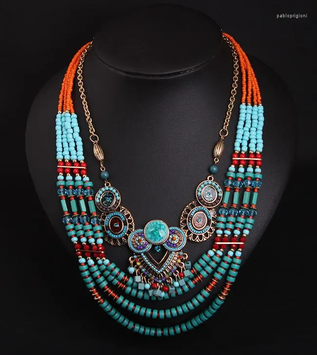 Chains Ethnic Exaggerated Decorative Necklace Accessories Beaded Multi-layer Bohemian Sweater Chain Jewelry_voghion.com