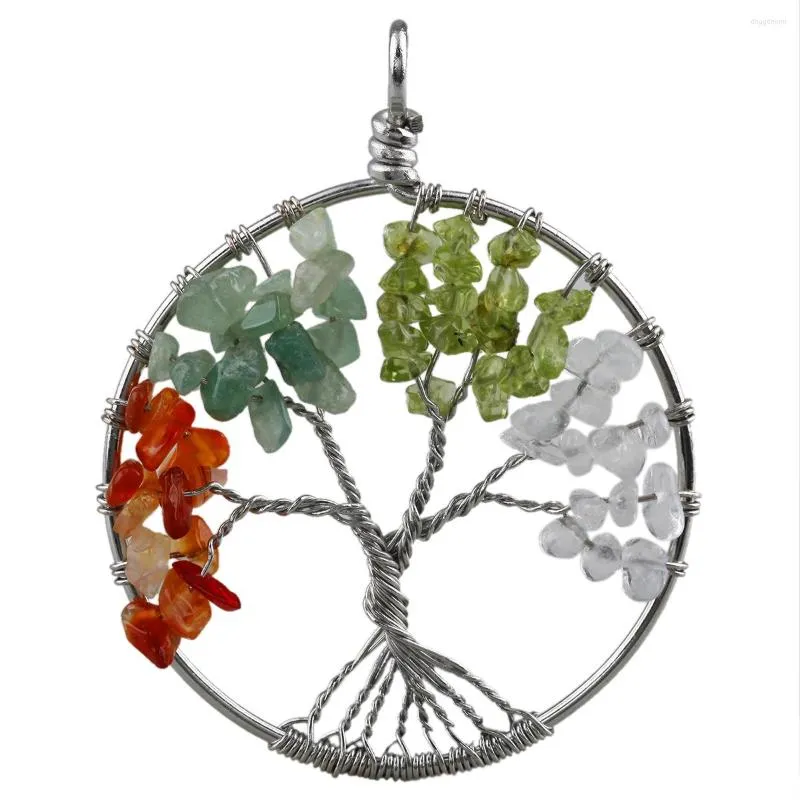Pendant Necklaces Handmade Wire Wrapped Tree Of Life Crystal Stone For DIY Necklace Jewelry Making