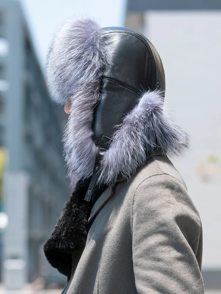 HOT Fox Fur Hat Best Mens Trapper Hat White Fox Lethmik Mens