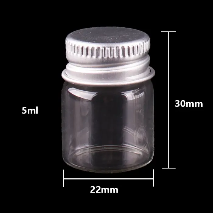 5ml 6ml 7ml 10ml 14ml tiny Transparent Glass Bottles with Silver Screw Cap Cute Jar Vials DIY Craft 