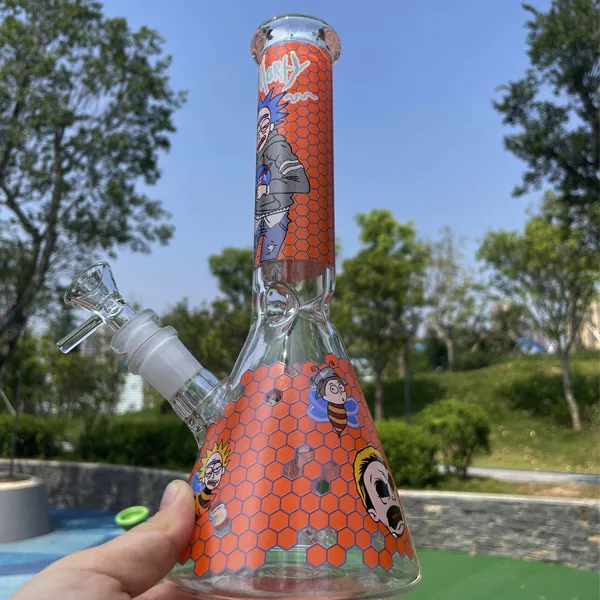 Grubość 9 mm Pyrex Glass Hookahs Zlewka Bong 14 mm Bowl Staw Dab Oil Rig Bąbelka Rury wodne do palenia czerwieni