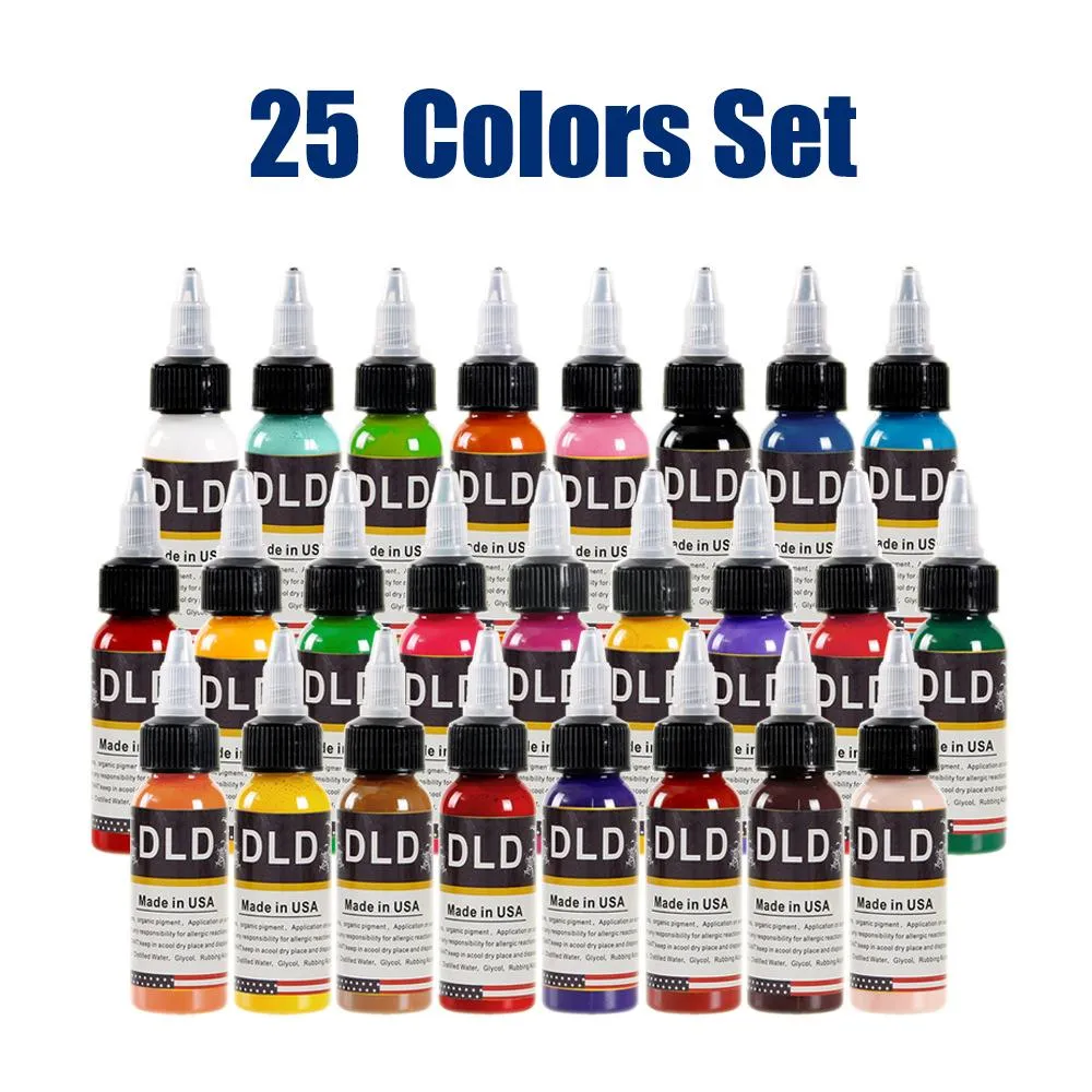 Inks DLD 15ml/Bottle 25 Colors Tattoo Ink For Body Art Professional Permanent Micropigmentation Pigment Tattoo Ink Set Supplies