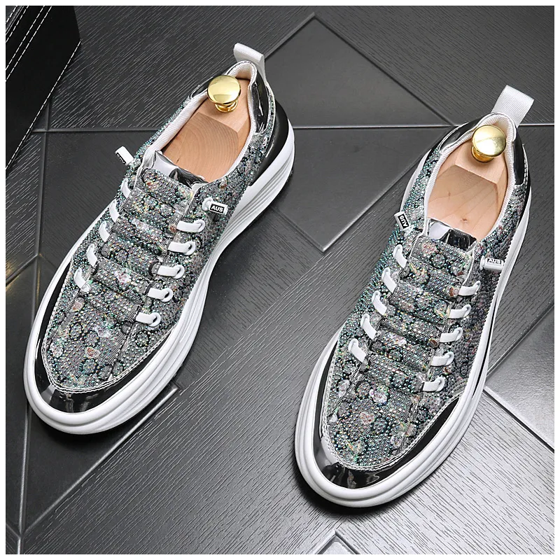 2022 Luxury Designer New Rhinestone Charm Casual Shoes For Men Thick Bottom  Flats Punk Rock Prom Loafers Male Walking Sneakers | Fruugo IT