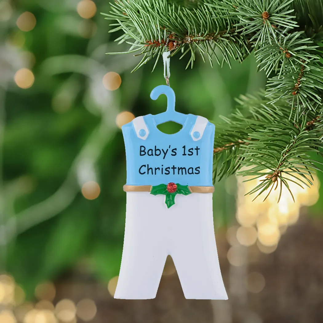 Baby 1st Resin Hang Boy Suit Girl Skirt Personalized Christmas Ornament As Craft Souvenir For Holiday Gifts Home Decor