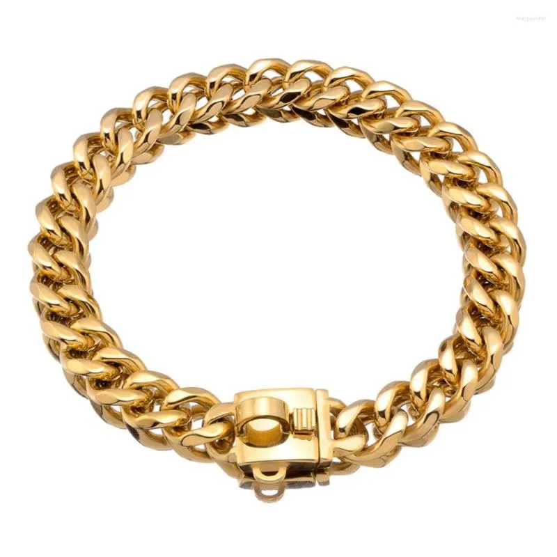 Collari per cani Catene in oro 18 carati Collana a strozzo per cani di taglia media personalizzata 19 mm di larghezza 16-26 pollici Cuban Link Pitbull Bully