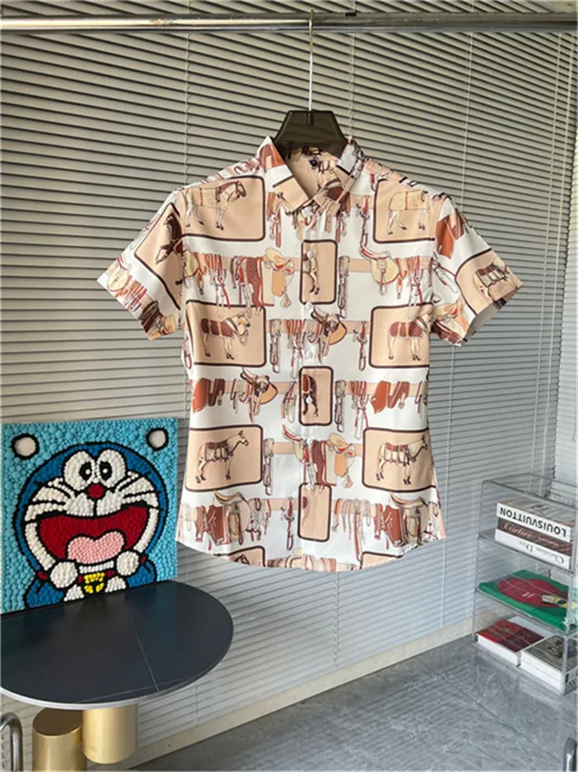Män designer skjortor sommar shoort hylsa casual skjortor mode lösa polos strandstil andningsbara tshirts tees kläder m-3xl lk50