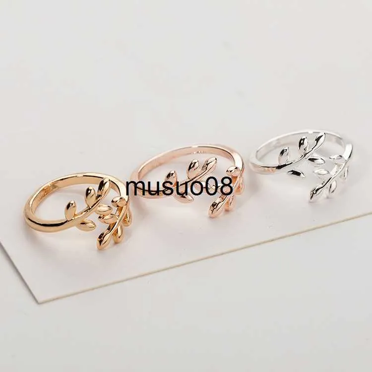 Band Ringen Bedels Twee kleuren Olijfboomtak Bladeren Open Ring voor Vrouwen Meisje Trouwringen Verstelbare Knuckle Finger Sieraden J230602