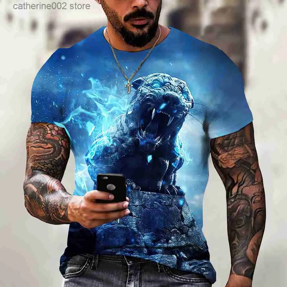 Heren T-shirts Tiger Fighting Animal Beast Fierce T-shirt 3d Print T-shirt Zomer Heren Oversized korte mouw Tops Tees Designerkleding voor heren T230602