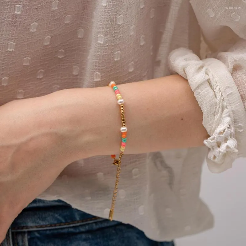 Cadenas Bohemias de Cuentas, Collares, Pulseras para Mujer, Cuentas de Colores, Cadena Dorada, Joyería de Moda con Concha y Perla que No se Desvanece, Boho_voghion.com