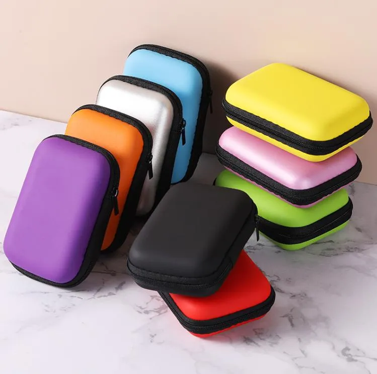 Portable Hard Shell Carrying Case For Earphones: Zippered PU
