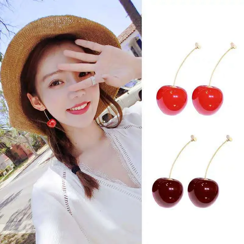 Pendente Estilo Lustre Moda Estilo Chinês Sweet Cherry Carlizi Fruit Brincos Pendurados para Festa Feminina Presente de Aniversário Charme Jóias 230602