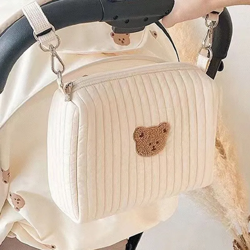 Сумки для подгузников Корейская вышивка медведя детская сумка для коляски для коляски многоразовый организатор по уходу за ними.
