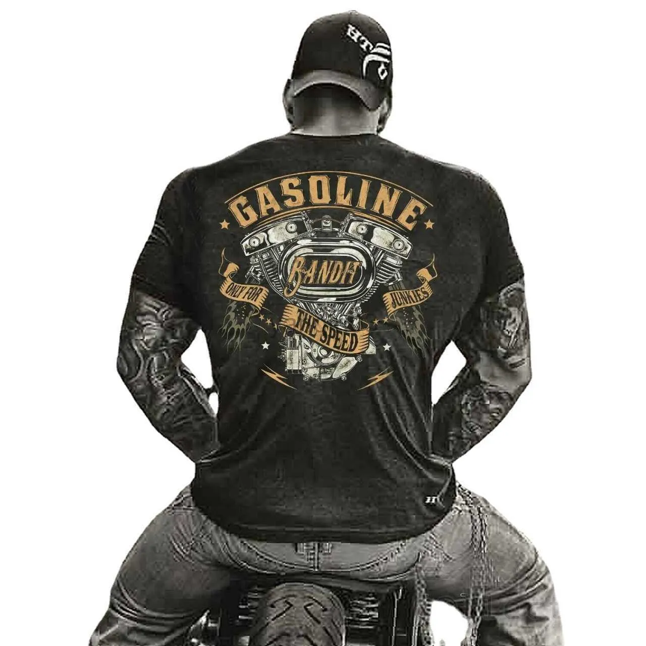 バイカーのガソリンvツインバイクチョッパーモーターサイクリストTシャツに対するメンズTシャツの敬意。 100％コットンカジュアルTシャツルーズトップサイズS-3XL J230602