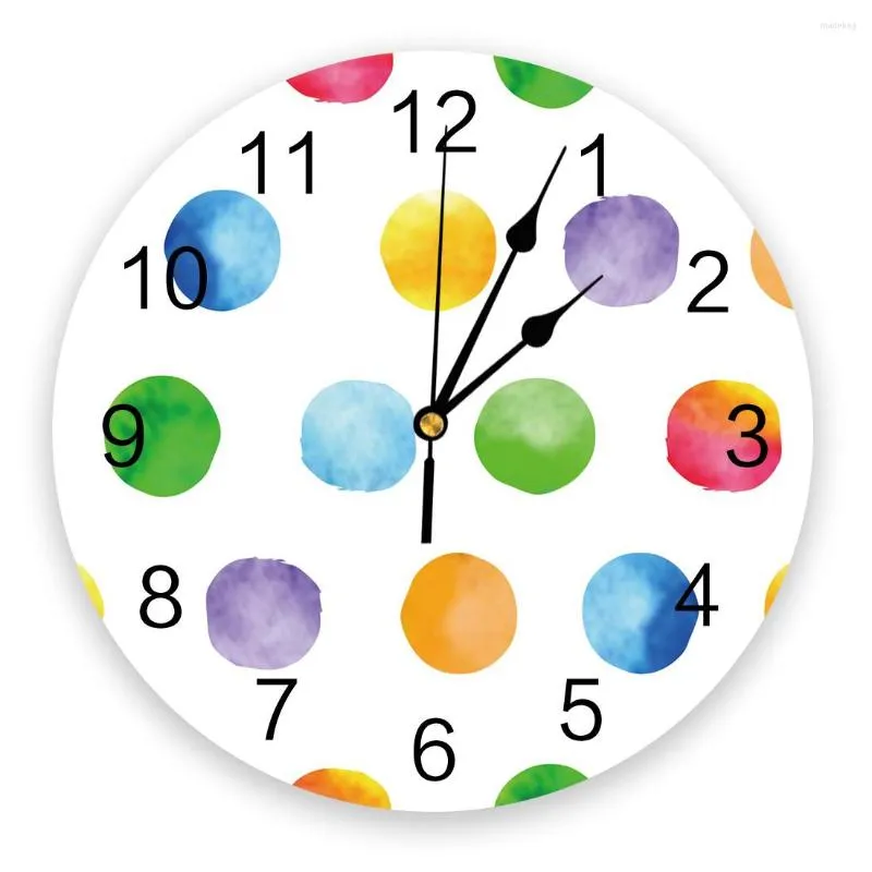 ساعات الحائط ملونة كرة مستديرة الساعة الحديثة لمكتب منزلي الديكور غرفة المعيشة الحمام ديكور الإبرة شنقا
