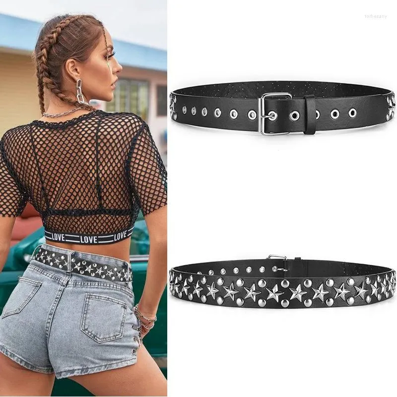 Cinture Fashion Pentagram Rivet Eyelet Belt Versatile Punk Street Needle Buckle Vita Cintura decorativa Accessori di abbigliamento