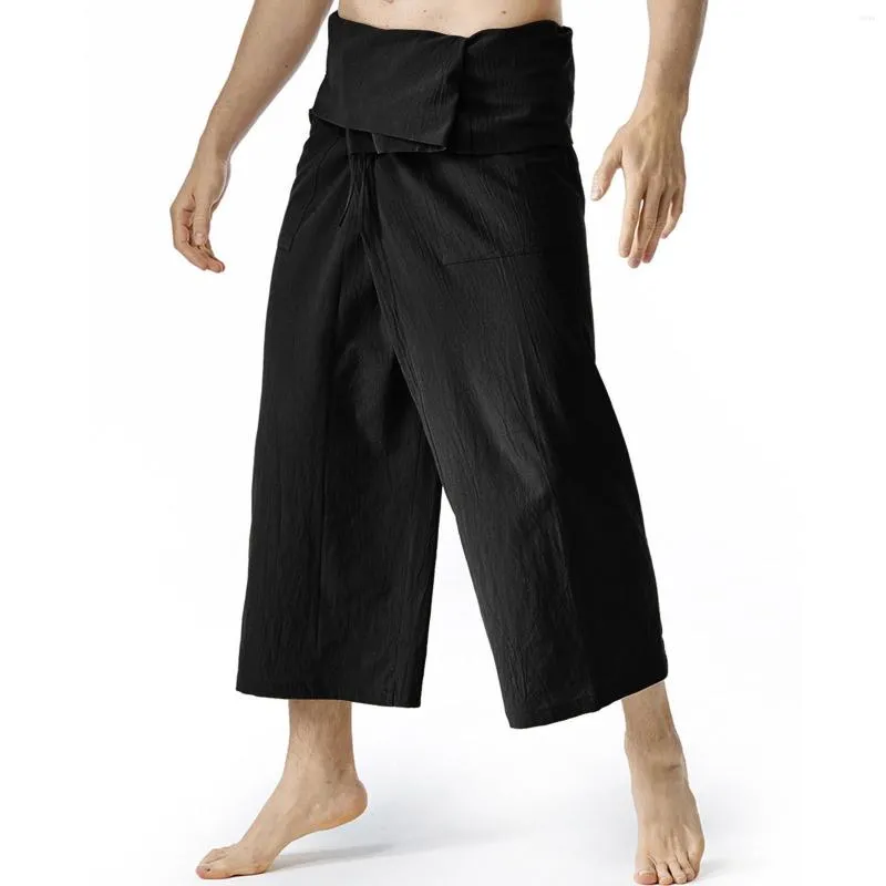 Pantalons pour hommes coton et jambe droite ample tendance à neuf points mince automne sensation large Parachute pour hommes poche profonde pour hommes