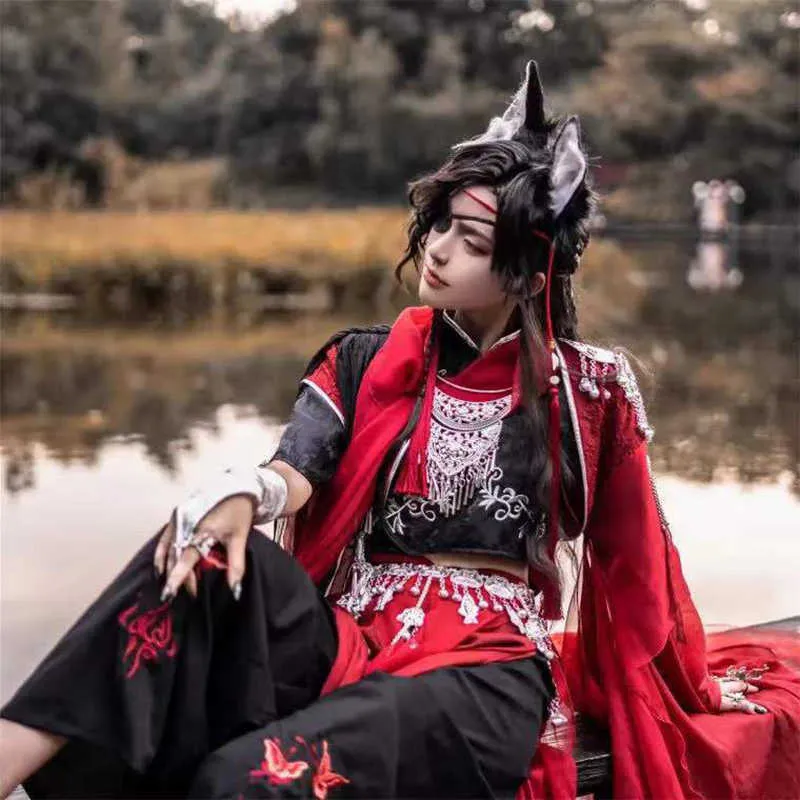 Anime Kostümleri Tian Guan Ci Fu Hua Cheng Cosplay Comp Red Çin Antika Gel Han Fu Su Su Kazanmış Üniforma Z0602