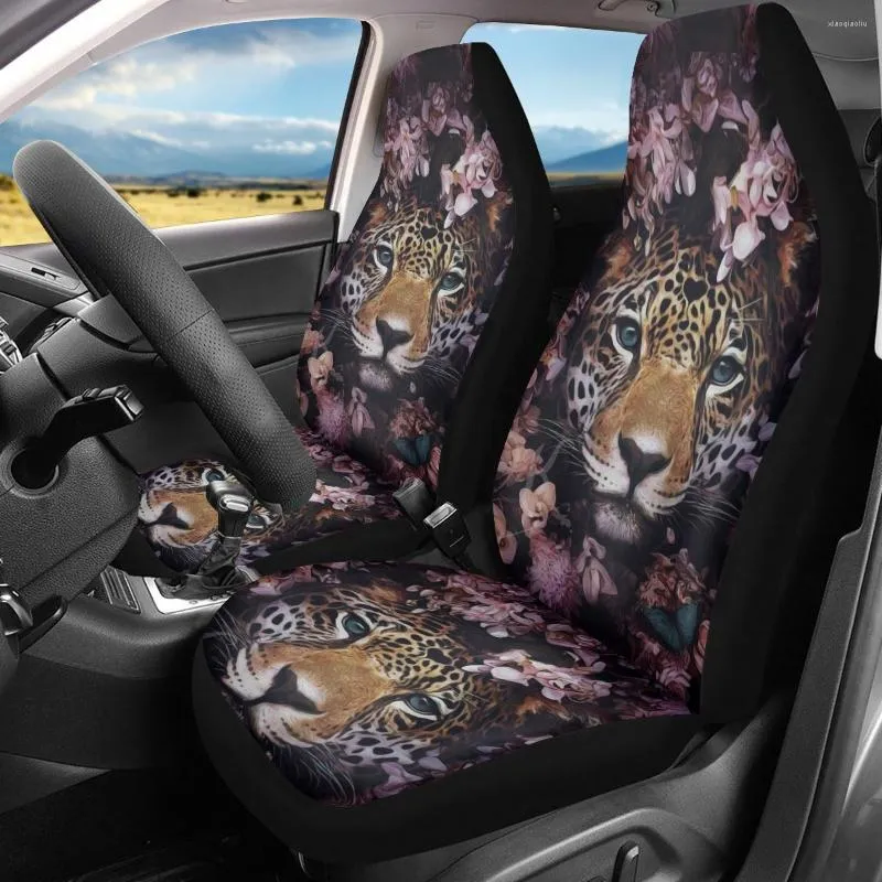 Couvre le siège d'auto Protecteurs de front universels Tiger 3D avec papillon floral Auto Interior Sheet accessoires