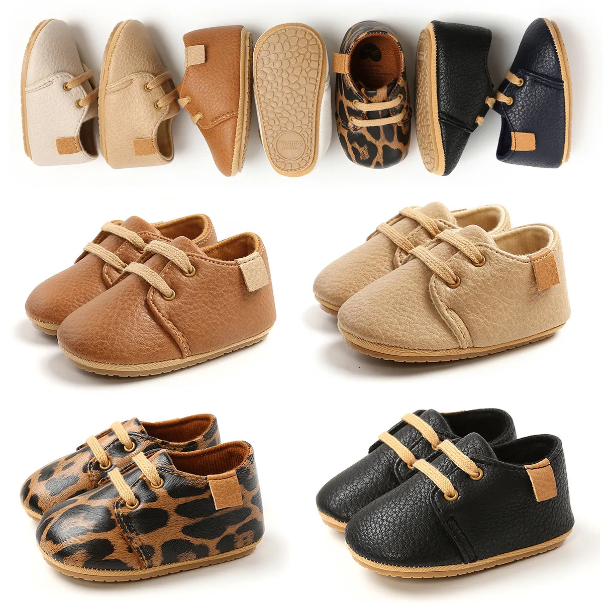 Newborn Baby Shoes Spring Leather Boy Girl Shoes Multicolor Toddler Rubber Sole Anti-slip First Walkers Infant Newborn Moccasins