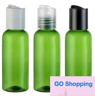 Conteneur de bouteilles cosmétiques PET vide vert 50pcs / 50ml avec bouchon à pression, bouteilles en plastique de taille voyage 50cc avec bouchons à vis Mode