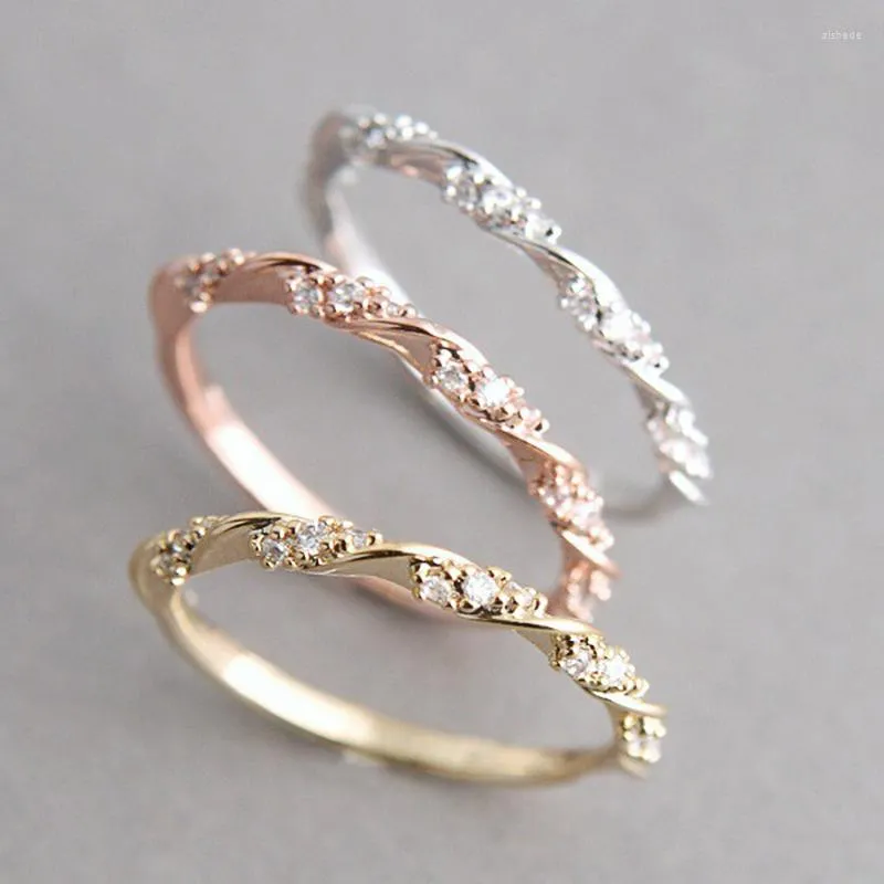 Wedding Rings 3 Metal Colors In Cute Female Jewelry Trendy Romantic Vintage Bands Twist Finger Ring Gift