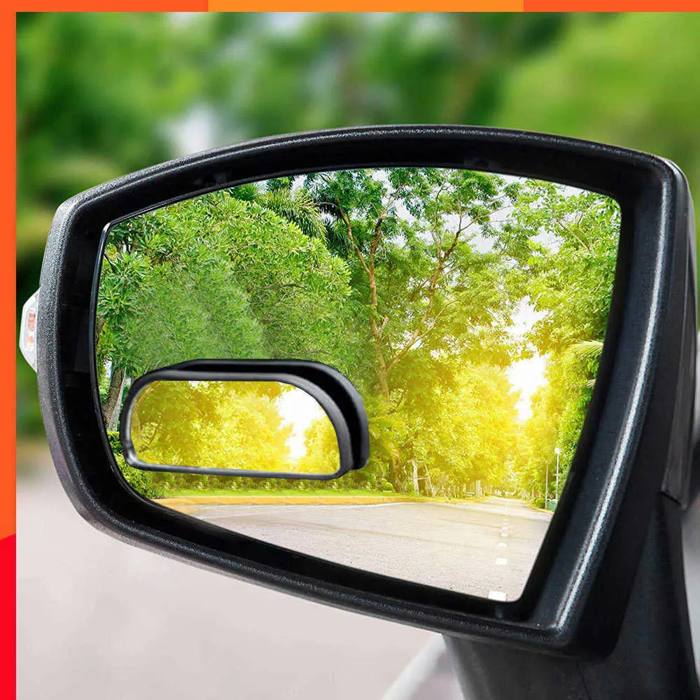 Nouveau nouveau 2pcs Universal Car Wide angle Curve Mirror Car Stick Rectangle sur la vue Auxiliaire Miroir d'angle mort Auto Décoration extérieure