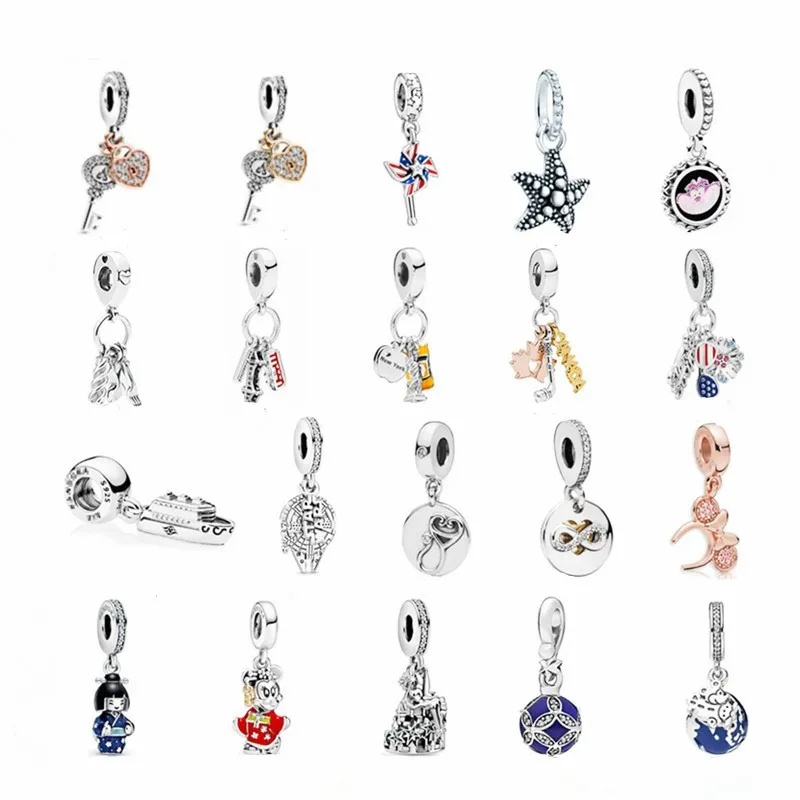 925 Silver Fit Pandora Charm 925 Pulseira Di S Ni Pingente Terra Moda Pingente Contas Acessórios Faça Você Mesmo Contas Soltas Conjunto de Amuletos Pingente DIY Contas Finas Jóias