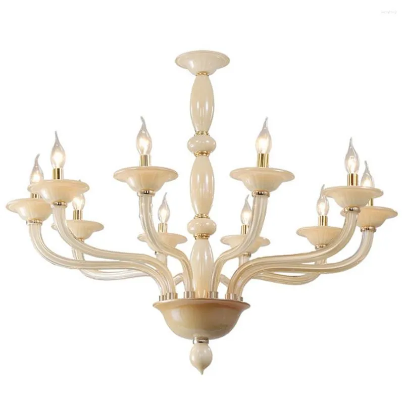 Lustres Clássico Cognac Vidro 10 Luzes Lustre Minimalista Contemporâneo Ajustável Vela Luz de Teto Para Sala De Jantar Foyer