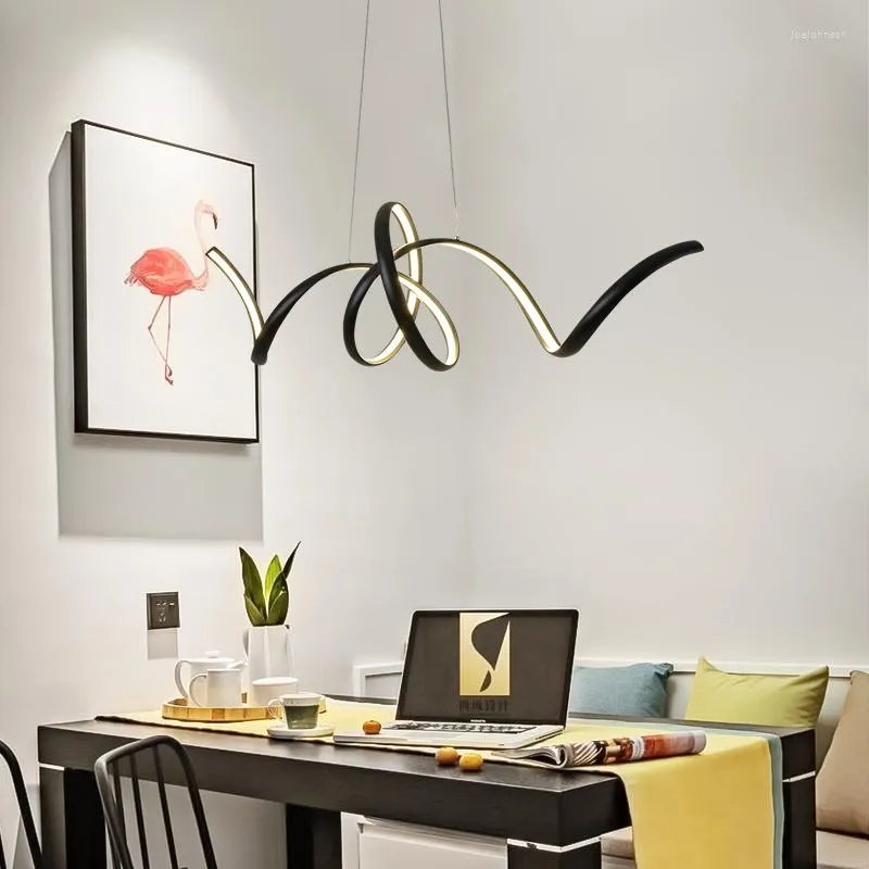 Pendant Lamps Black/white Modern Led Lights Living Dining Room Kitchen Aluminum Hanglamp Industrial Lamp Light Fixtures