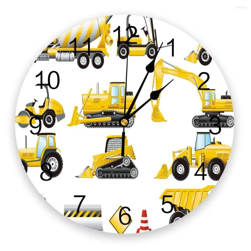 Wall Clocks Excavator Car Vehicle Road Sign Clock Modern Design Living Room Decoration Mute Watch Home Interior Decor