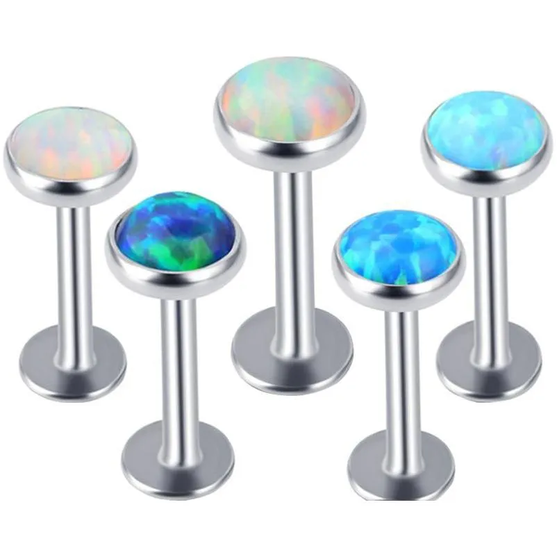 Labret Lip Piercing Jewelry Opal Stud Stone Labret Ring 16G Kit Bodic