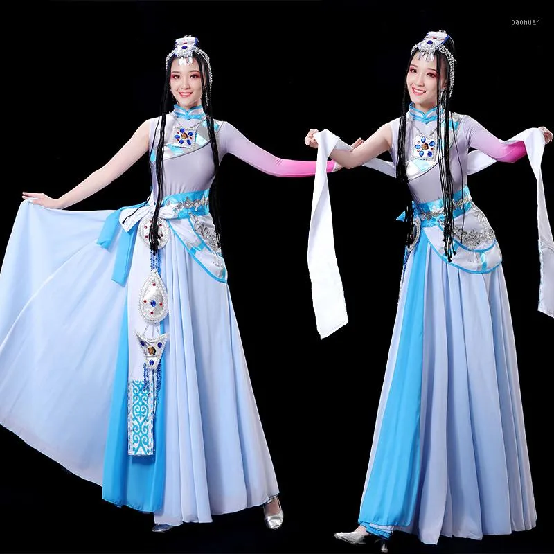 Vêtements de scène Costume de danse tibétaine minoritaire femme Performance nationale traditionnelle tenue mongole pour femmes vêtements de danse