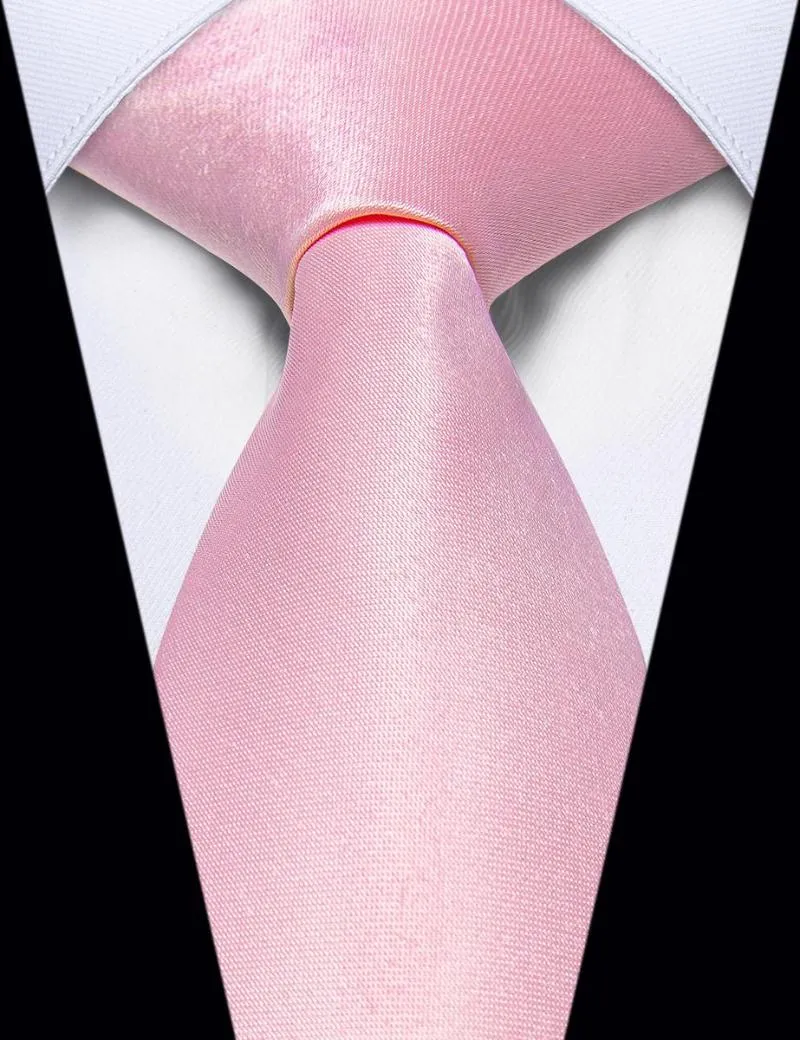 Bow Ties Corbata Rosa Palo Hombre Luxury Silk Solid Pink Tie For Man Pocket Square Classic dragkedja Design Slitte Wedding Office Presents