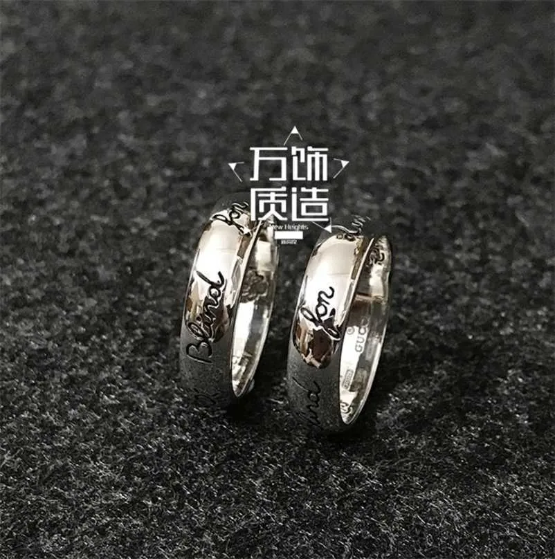 designer jewelry bracelet necklace high quality fearless couple Sterling Ring 6mm trend flower bird blind for love men women pair ring