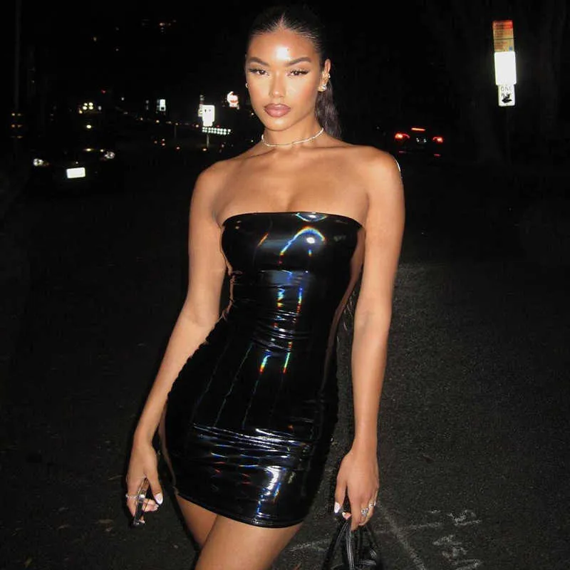 black latex strapless mini dress Sheath Silhouette Acrylic Wet Look PU Leather Party Dress Above Knee from Dhgate Urban Sexy Dresses For Love & Lemons