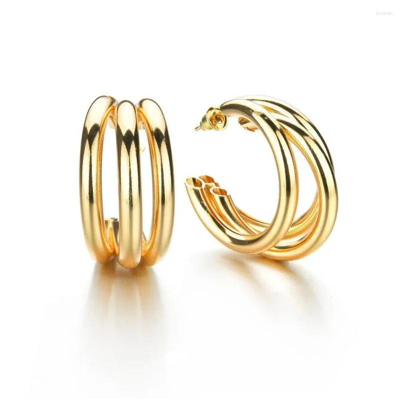 Hoop Earrings Fashion Modern Stainless Steel C Shape Ear Ring Circle Simple Basic Round Huggies Wholesale Girl Jewelry