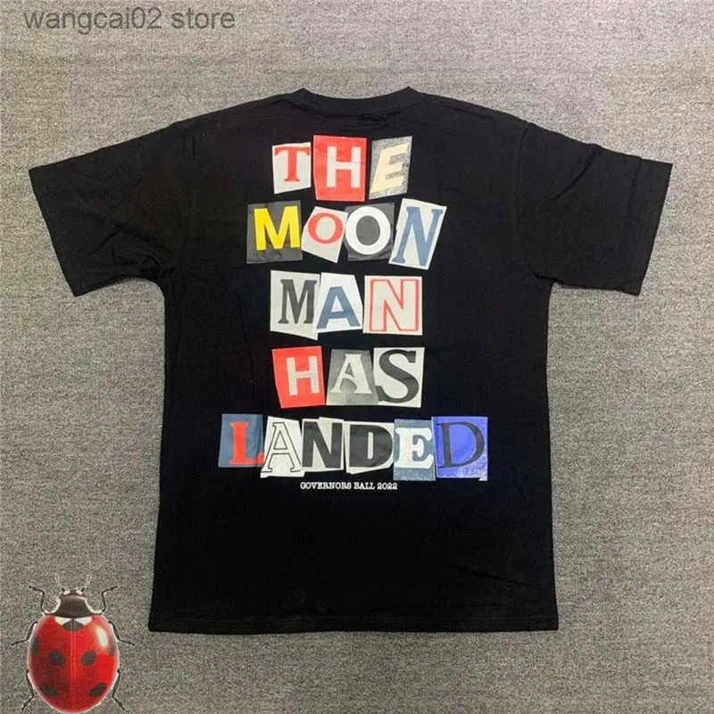 T-shirt da uomo Colorful The Moon Has Landed Modello di testo Uomo Donna CPFM.XYZ T-shirt a maniche corte Inside Moon Man Print Tag Nero Bianco T230602