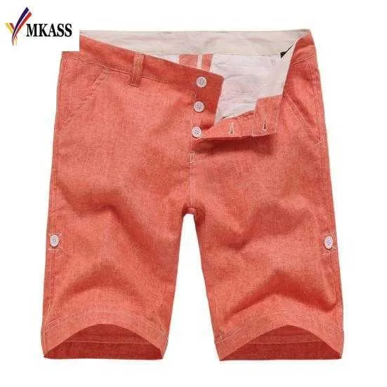 Hot Mens Shorts New Summer Fashion Casual Flax Linen Cotton Slim Bermuda Masculina Beach Shorts Joggers Trousers Shorts Male