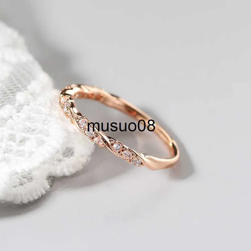 Bandringe ZHOUYANG Schlanker Verlobungsring für Frauen, einfacher Mikrozirkon, weiße Goldfarbe, zierlicher Ring, Hochzeitsgeschenke, Modeschmuck, DZR021 J230602