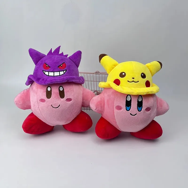 Gros anime nouveaux produits Kirby portant chapeau jouets en peluche jeux pour enfants camarades de vacances cadeaux ornements de chambre