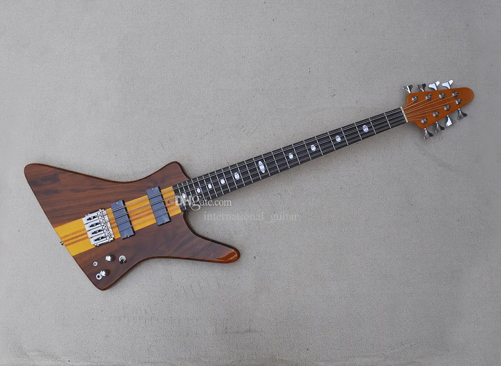 La guitare basse électrique marron à 8 cordes avec 24 frettes à travers le corps peut être personnalisée