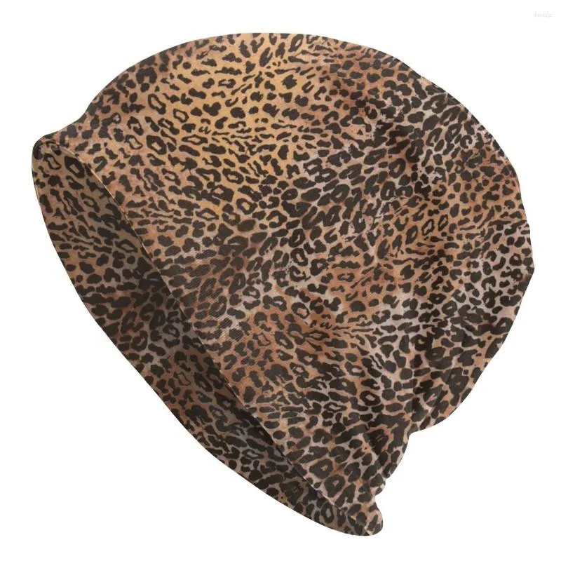 Berets Brown Black Cheetah 3d imprimer Bonnet Femme Street Street Tricoted Hat pour hommes Femmes Winter Warm Leopard Skin Bons Caps